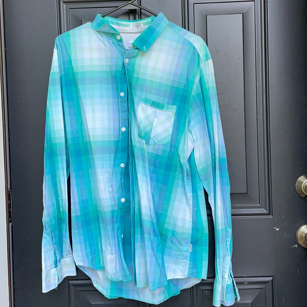 2for$20🍒 Calvin Klein button up %100 cotton Large